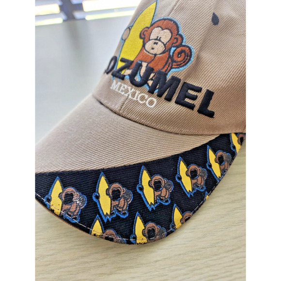 CAP-COZUMEL MEXICO-Tan & Black-Surfing Monkey-Hook & Loop Adjustment - Picture 2 of 7